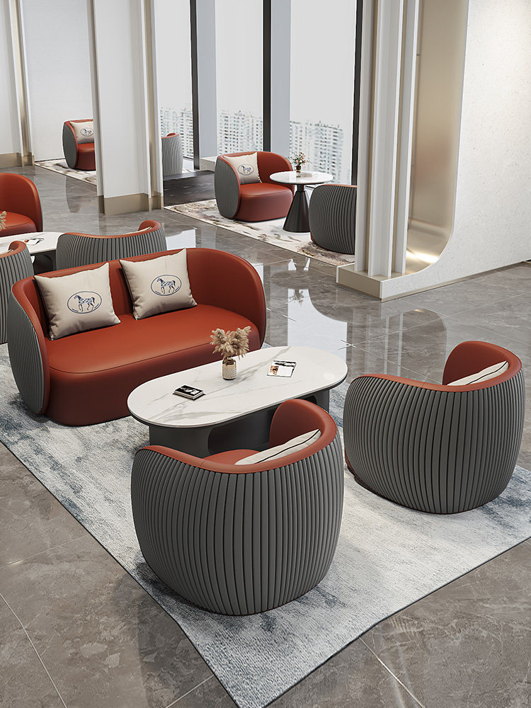 北欧轻奢酒店大堂商务展台沙发休闲现代接待洽谈接待沙发桌椅组合,住宅家具,皮艺沙发,淘宝优惠券,粉丝福利购,淘宝优惠卷