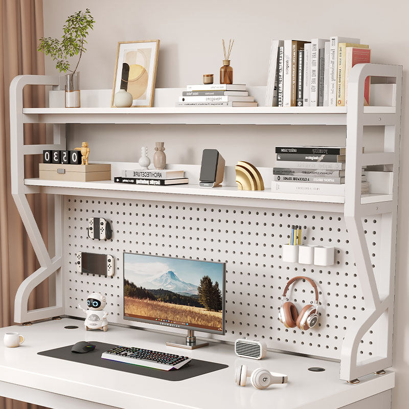 书桌书架一体桌面置物架洞洞板学生电脑桌上简易置物架家用收纳层