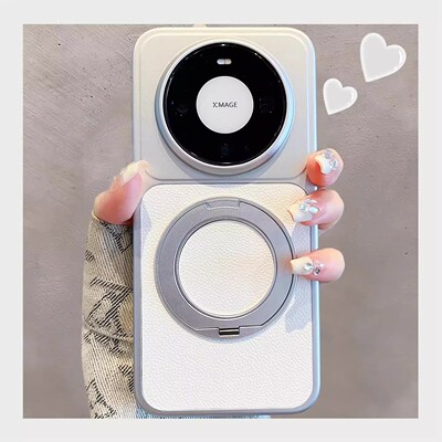 新款支点壳适用华为mate80promax手机壳电镀皮质拼接mate70pro旋转磁吸支架mate60pro高级小众m80全包保护套