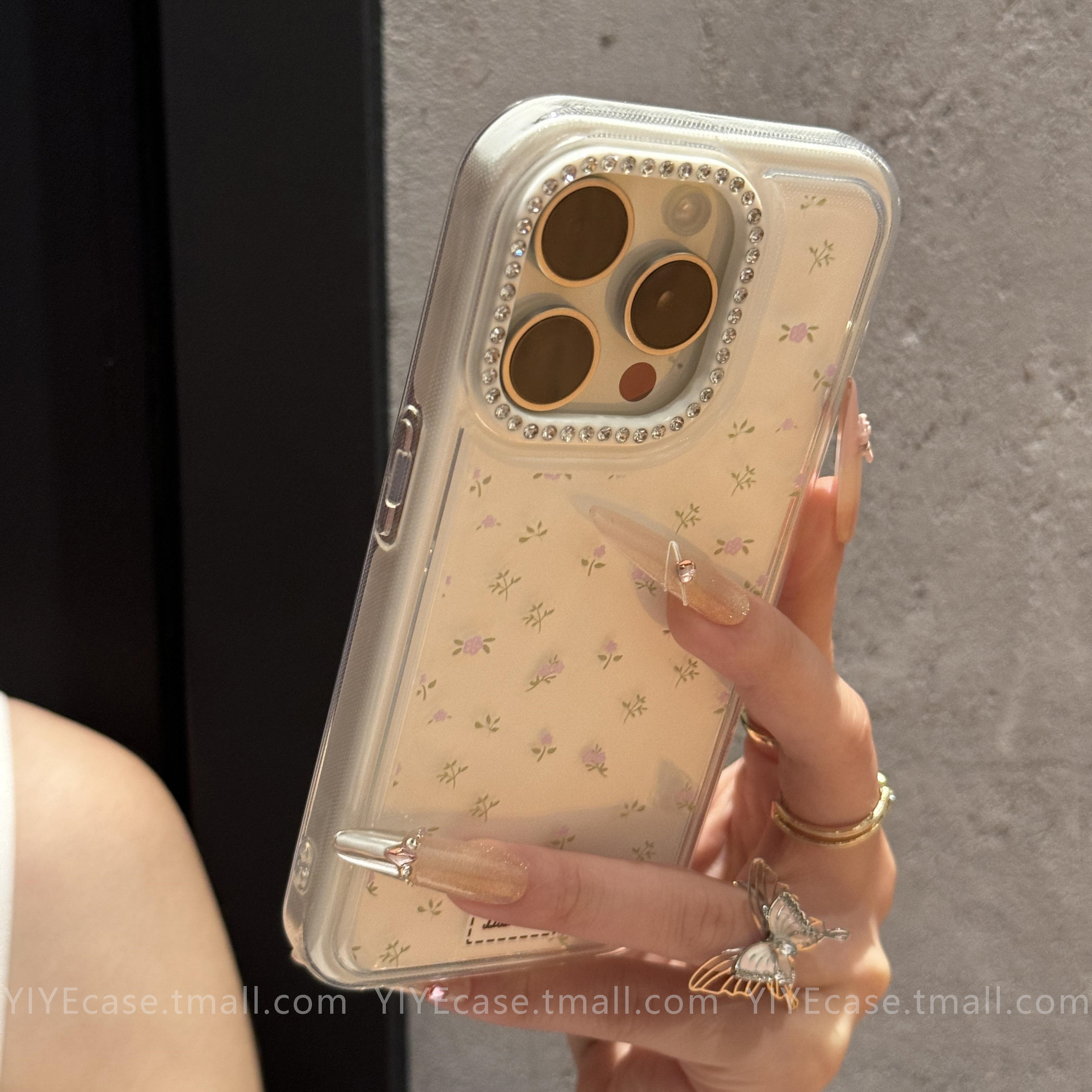 ins轻奢小香风闪钻满屏小碎花适用于iPhone16pro高级苹果16ProMax手机壳新款15情侣14女13姐妹17防摔PM网红16