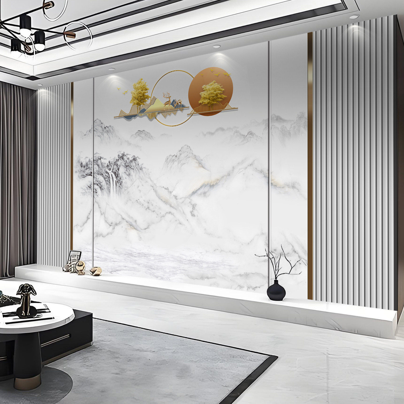 新款电视背景墙壁布现代简约轻奢定制3d立体壁纸客厅墙纸影视墙布