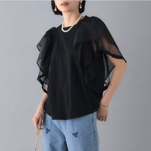 小个子日系ins夏季新款时尚女飞飞袖棉上衣+裤子显瘦时尚套装女