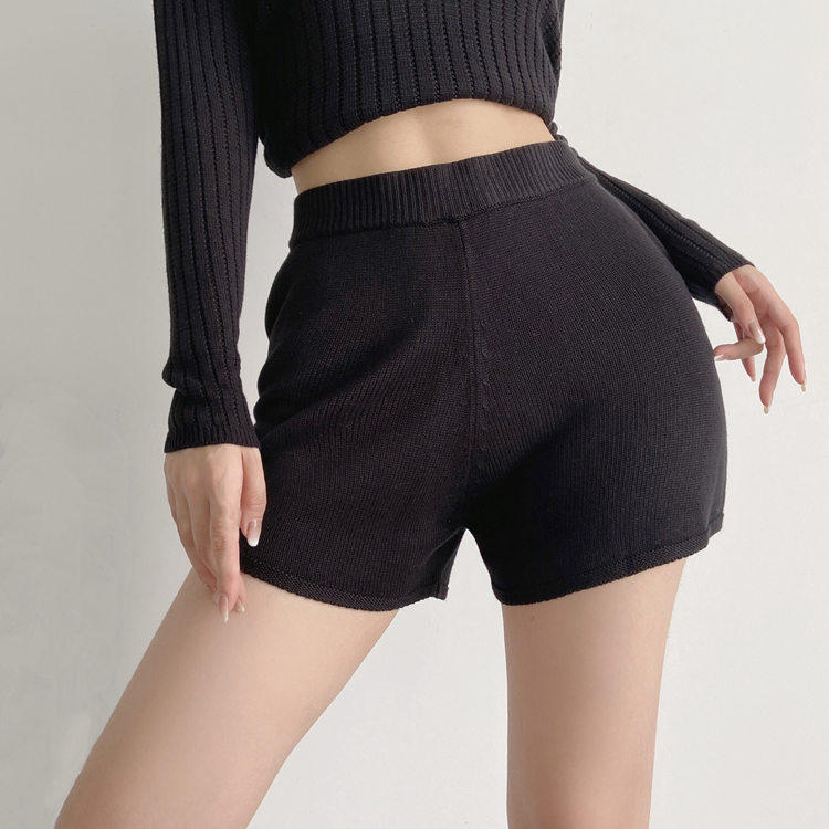 欧美风高腰宽松显瘦针织短裤女外穿夏季薄款阔腿裤运动休闲热裤潮