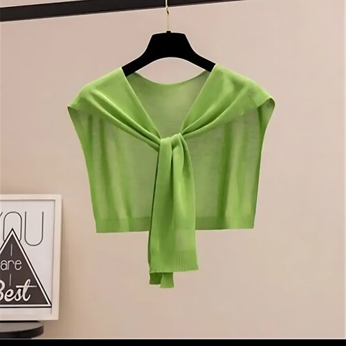 夏季防晒领子搭肩小披肩外搭冰丝针织百搭打结围巾女春秋时尚薄款