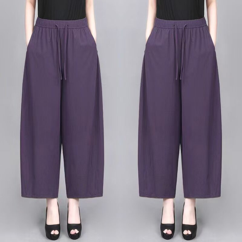 春夏薄款高腰阔腿九分灯笼裤韩版