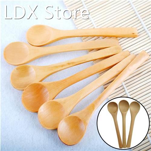 6PCS Wooden Soup Spoon Kitchen Cooking Teaspoons Condiment U