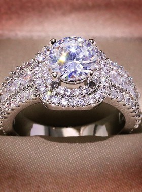 Big Bling Zircon Stone Silver Color Wedding Engagement Ring
