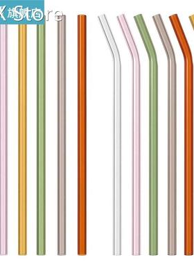 10Pcs/Set Glass Straw 200*8mm Reusable Drinking Straws with