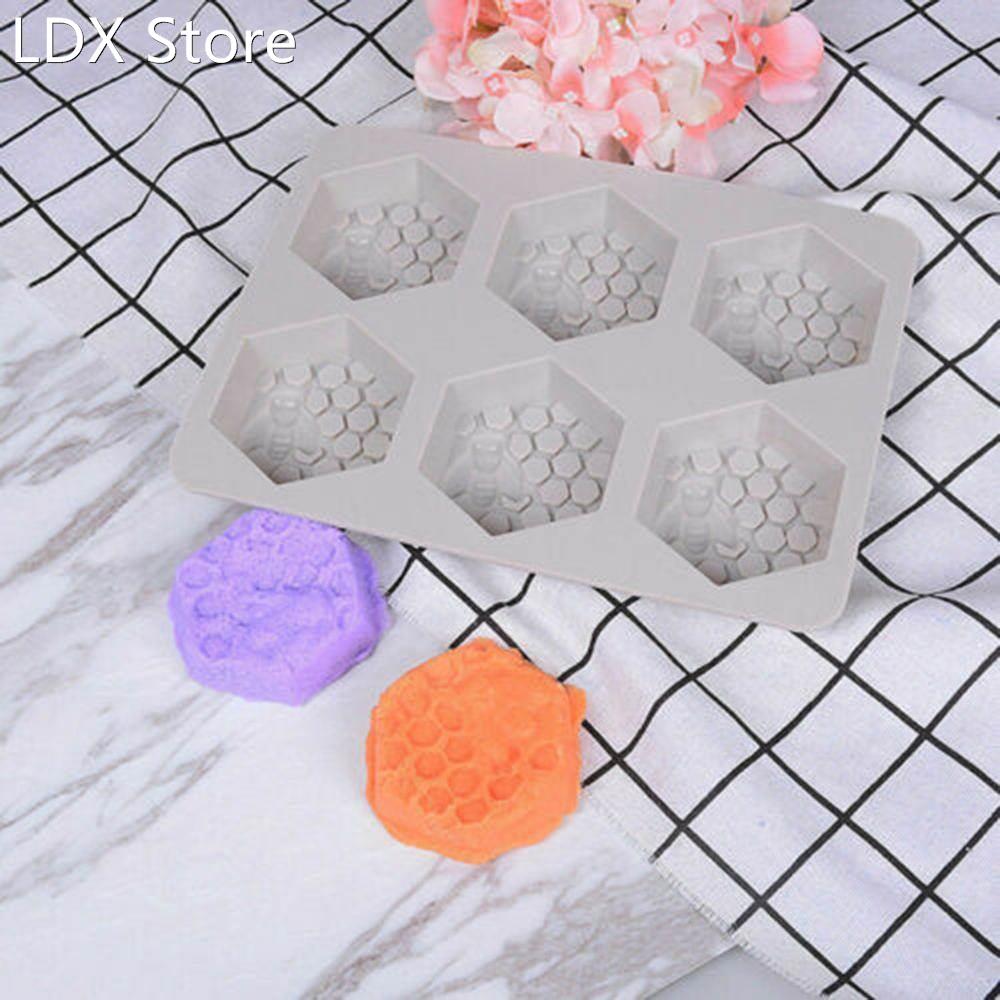 1PC Silicone Mould 6 Hole Honey Bee Design Soap Wax Mold Soa