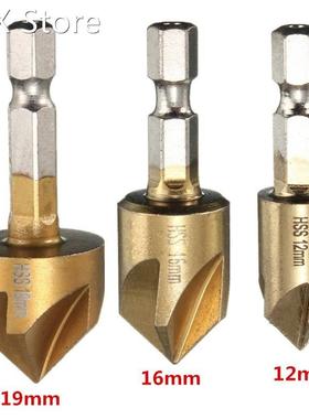 3pcs/Set 5 Flutes 90 Degree Point Angle Chamfer Cutter 1/4&q