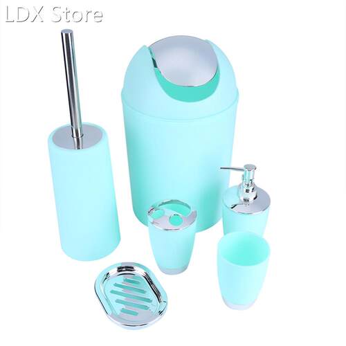 NEW 6Pcs/set Bathroom Accessory Set Bin Soap Dish Cup Toothb