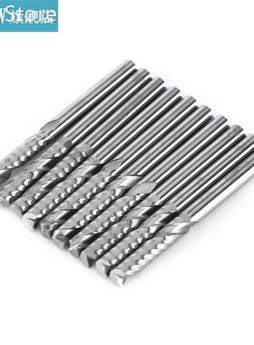 10pcs Tungsten Carbide Endmill Single Flute Spiral CNC Route