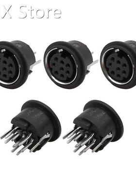 5Pcs 8 Pin PS2 DIN Female Socket Connector Plastic Stra