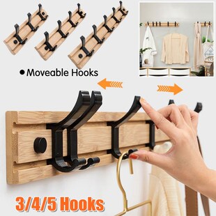 3/4/5 Movable Hooks Hook Wall Hook Mounted Rack Coat Robe Ha