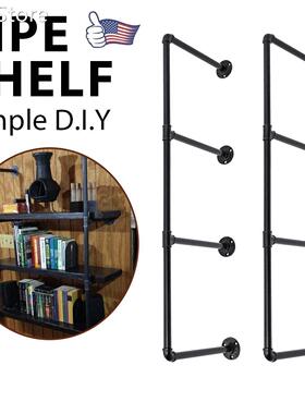2Pcs 4 Tier DIY Industrial Retro Bookshelf Wall Mounted Stor