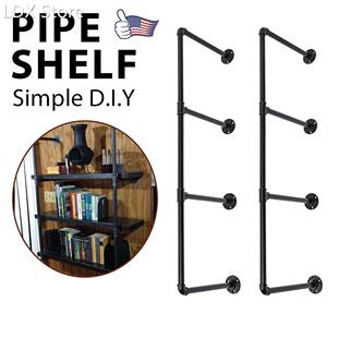 2Pcs 4 Tier DIY Industrial Retro Bookshelf Wall Mounted Stor