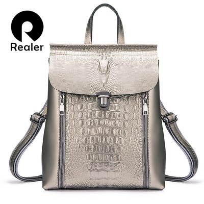 REALER women backpack leather backpack school bags for girl