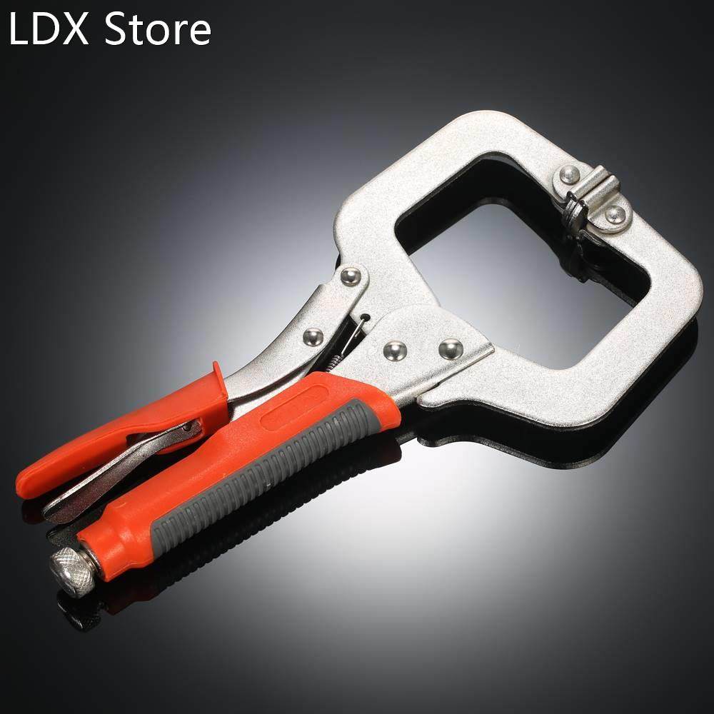 11"" locking c-clamp pliers with rubber grip quick