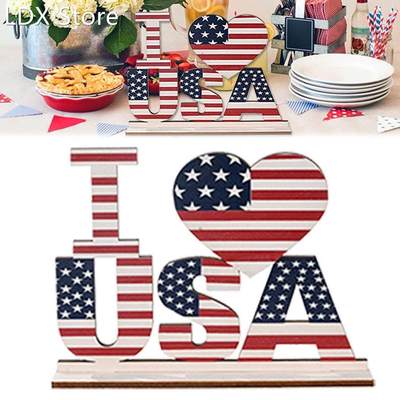 Table Decoration Patriotic Letter Wooden Decorative Independ