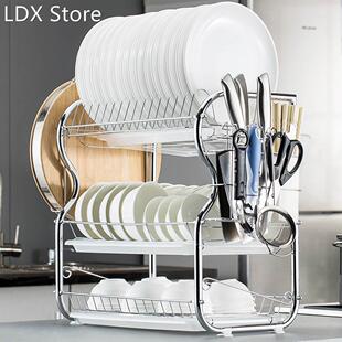 Multi-functional 3-Tier Dish Rack Kitchen Supplies Storage R