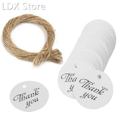 White Gift Tags Thank You Paper Tags 适用于 Wedding Decorati