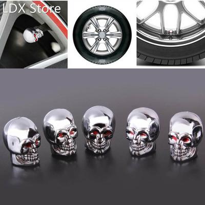 5Pc Skull Tire Tyre Wheel Car Auto Valves Caps Dust Stem Cov