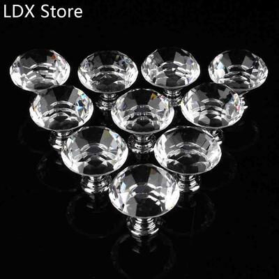 10Pcs Crystal Glass Cabinet Knobs Drawer Knobs Cupboard Han