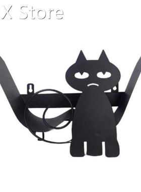 Staring Cat Cute Cast Iron Animal Black Paper Towel Holder B