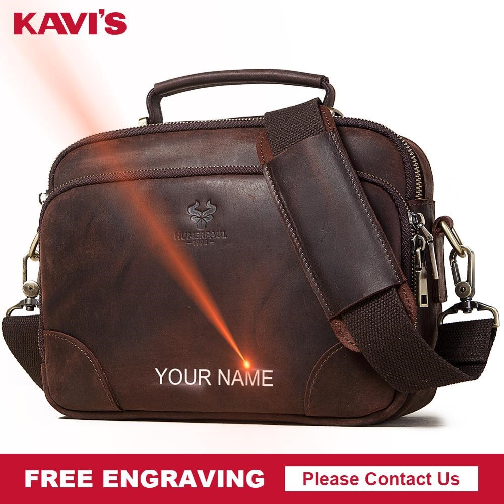 KAVIS 2020 Vintage Men's Genuine Leather Messenger Male Bag