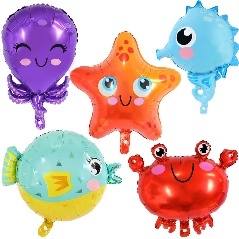 5pcs sea horse ocean world animal foil balloons under the