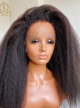 Kinky Straight Human Hair Wigs 360 Lace Frontal Wig Full La