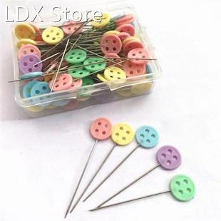 50PCS/Box Buttons Patchwork Pins Needles Flower Sewing Pins