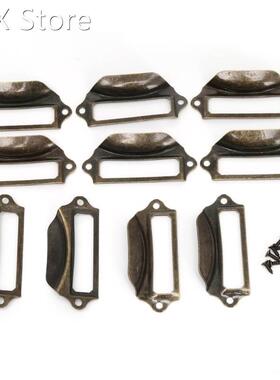 10xAntique Brass Label Pull Frame Handle File Name Card Hold
