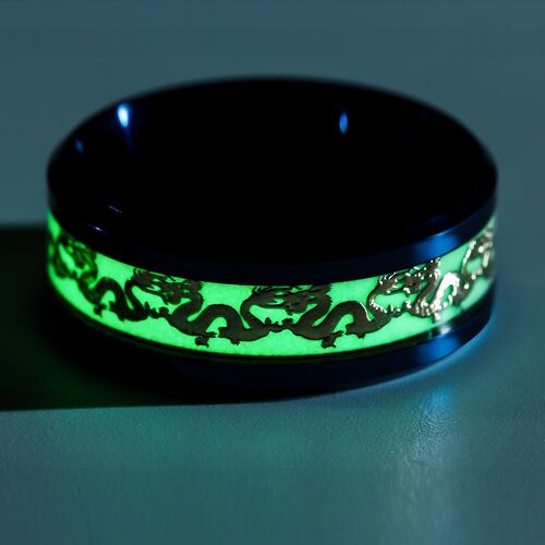 Luminous Dragon Rings for Men Black Gold Blue Color Stainle