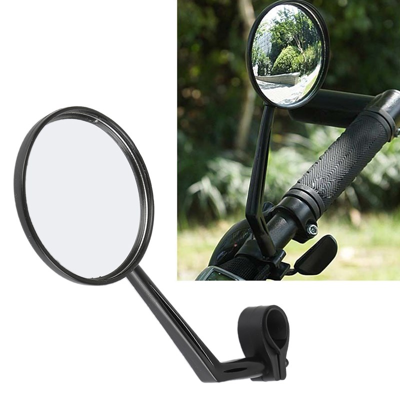 Rearview-Side Mirrors Motor-Bike Round Black for Bicycle 7/8
