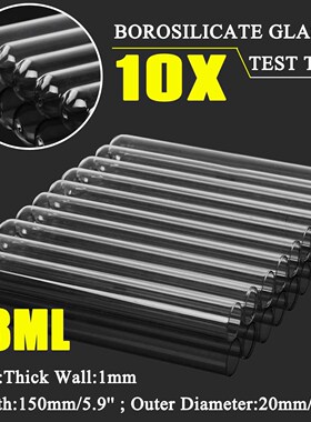 10Pcs 20x150mm Borosilicate Glass Test Tube Tubing Blowing P