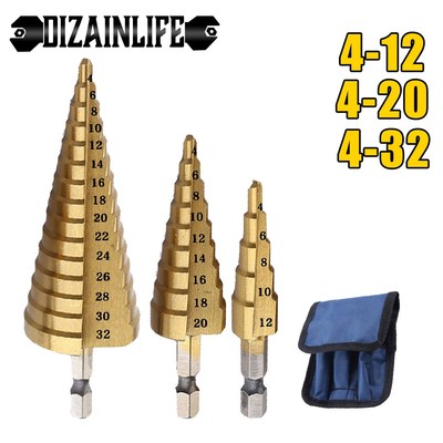 12/20/32mm HSS Step Drill Bit Metal Twist Stepped Cobalt Con