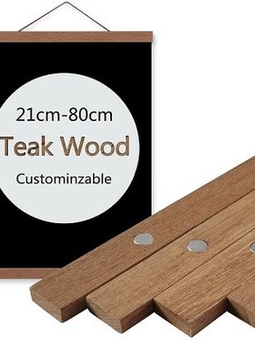 Magnetic Poster Hanger Teak Wood Wooden Magnet Print Hanging