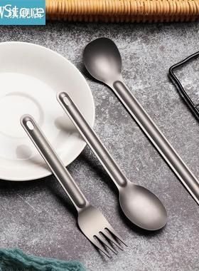 1 PC Portable Titanium Tableware Ultralight Long Handle Spoo