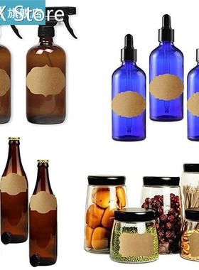 300Pcs/Roll Kraft Paper Stickers Labels Name Tags Blank Adhe