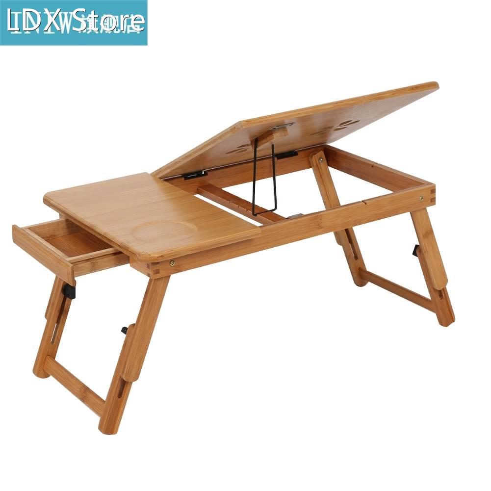 Adjustable Bamboo Rack Shelf Dormitory Bed Lap Desk Two Flow