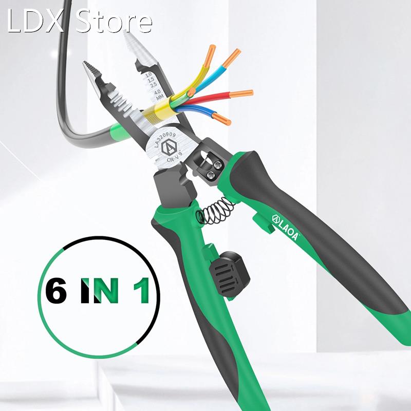 LAOA 6 in 1 Multifunctional Electrician Pliers Long Nose Pli