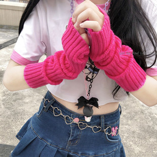 Arm Warmers Goth Knitted Kawaii Fingerless Gloves Ankle Wris