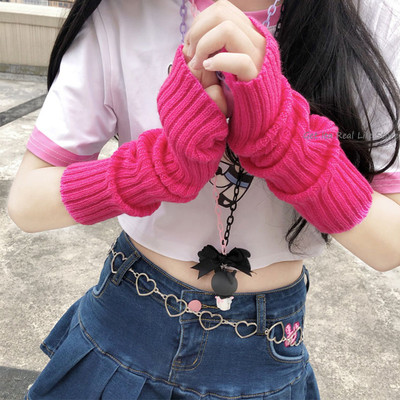 Arm Warmers Goth Knitted Kawaii Fingerless Gloves Ankle Wris