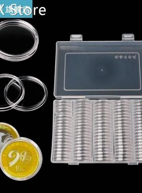 100 Girds Coin Holder Capsules 27mm Round Box Plastic collec
