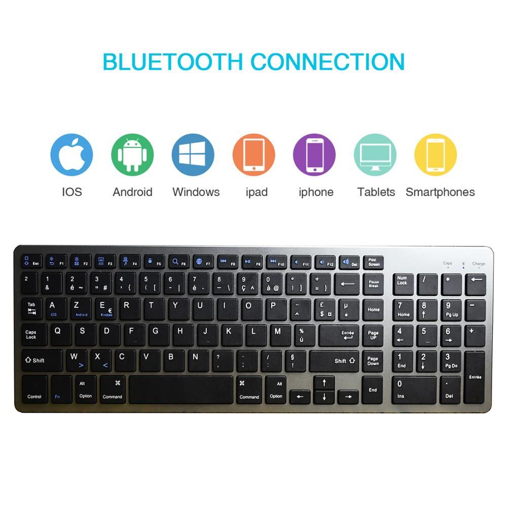 Zienstar AZERTY FRENCH Wireless Bluetooth Keyboard for Ipad