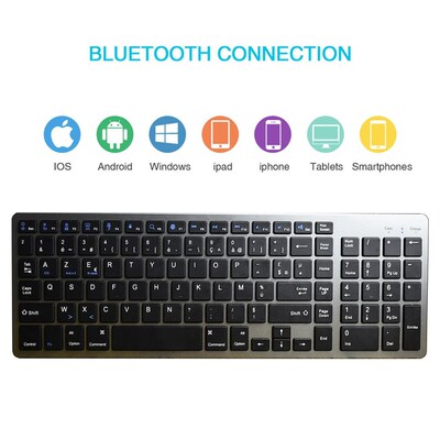 Zienstar AZERTY FRENCH Wireless Bluetooth Keyboard for Ipad