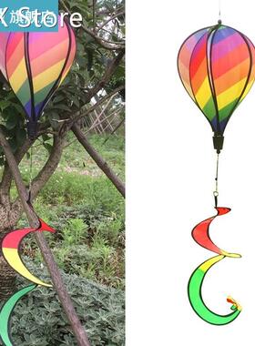 Striped Rainbow Windsock Hot Air Balloon Wind Spinner Multi-