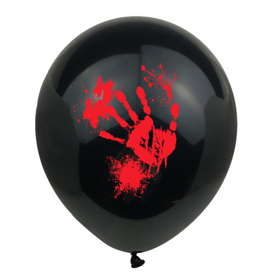 Halloween latex balloon 12-inch blood handprint pumpkin