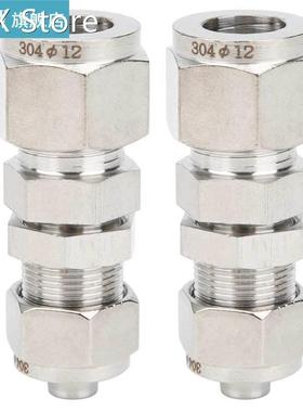 2Pcs Stainless Steel 2-Touch Straight Ferrule Compression Fi